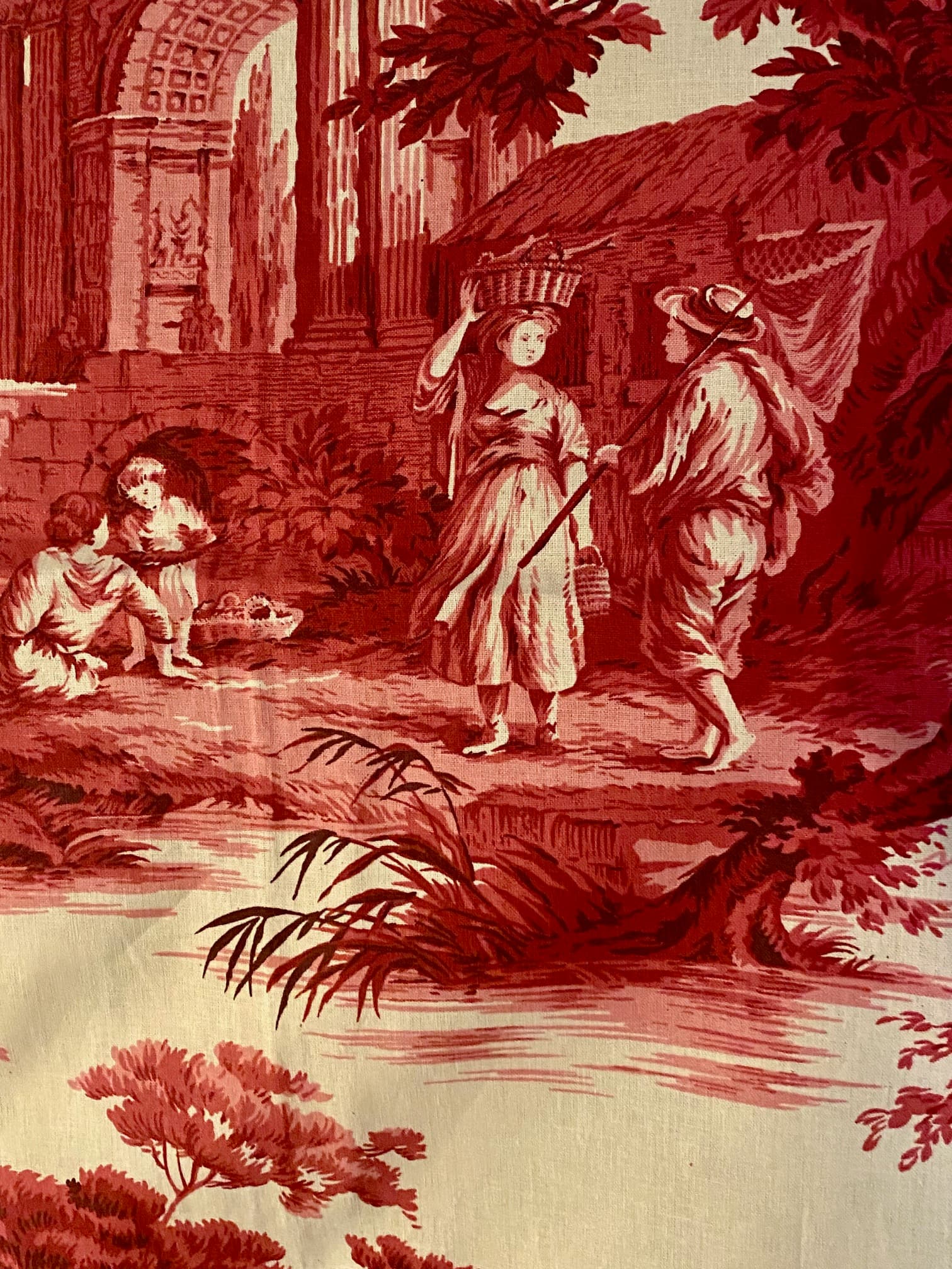 antique toile de Jouy ‘fishing scenes’ remnant, view 3