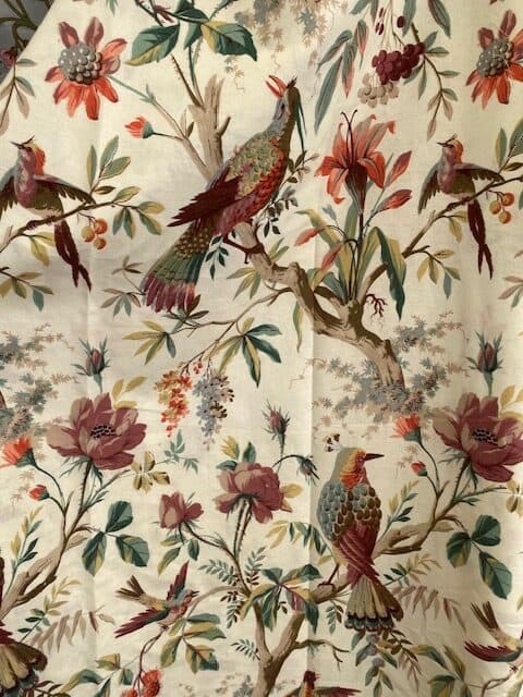 Tissu indienne oiseaux multicolores vert et prune