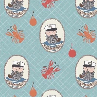 Tissu capitaine fond bleu