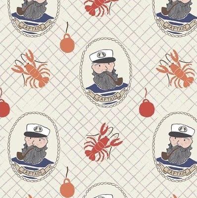 Tissu capitaine fond blanc