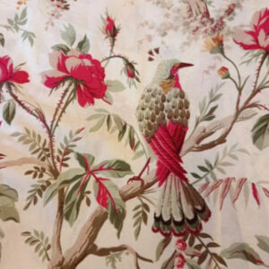 Tissu indienne oiseaux multicolores rouge et vert