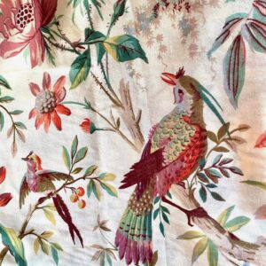 Tissu indienne oiseaux multicolores vert et prune – Image 6